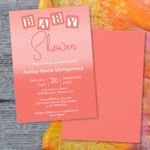 Invitation Blocs BÉBÉ ombré corail amusants Unisexe