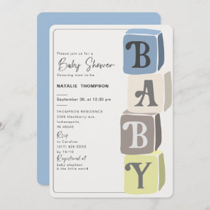 Invitation Blocs de Baby shower Bleu