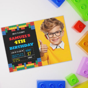 Invitation Blocs de construction Photo Anniversaire