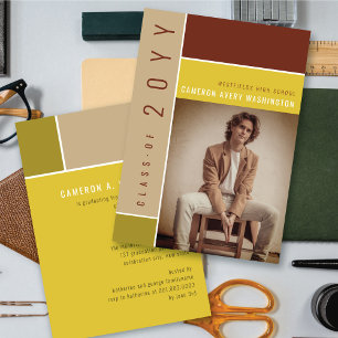 Invitation Blocs de couleur Mondrian Photo Fête de fin d'étud