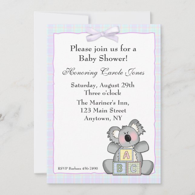 Invitation Blocs de koala (Devant)