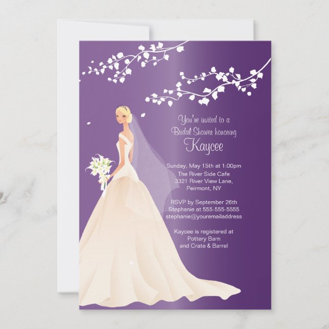 Invitation BLOND de Fête de la mariée de jeune (Devant)