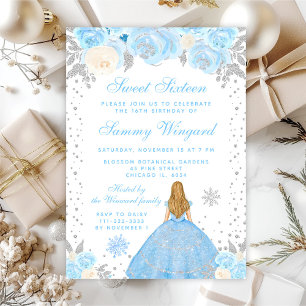 Invitation Blonde aux cheveux bleus Princesse Sweet Seize