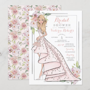 Invitation Blonde Bride Fête des mariées florale