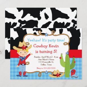 Invitation Blonde Cowboy Western Anniversaire Party