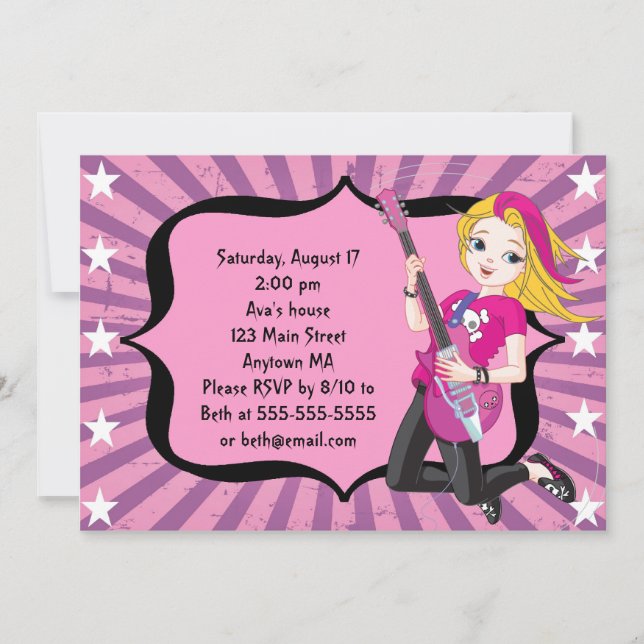 Invitation blonde d'anniversaire de fille de (Devant)