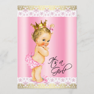 Invitation Blonde de douche de rose et de bébé d'or