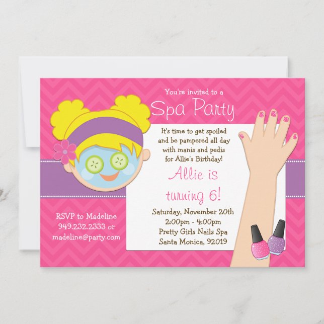 Invitation blonde de fête d'anniversaire de spa (Devant)