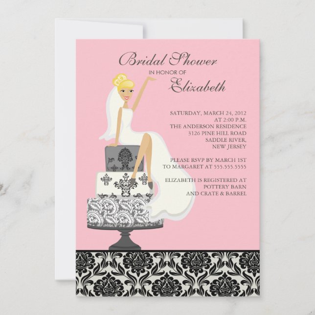Invitation blonde de Fête de la mariée de jeune (Devant)