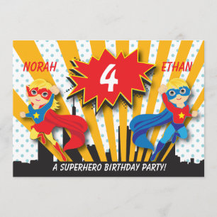 Invitation Blonde de l'anniversaire de super héros de