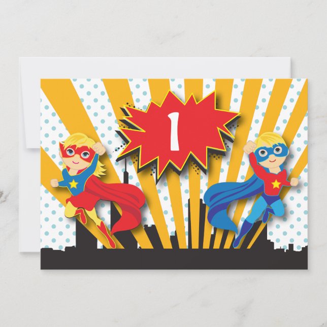 Invitation Blonde de l'anniversaire | de super héros de (Devant)