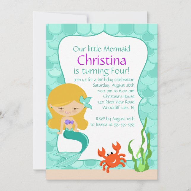 Invitation blonde mignonne d'anniversaire de (Devant)