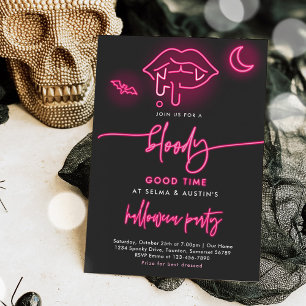 Invitation Bloody Bon Temps Neon Halloween Vampire Party