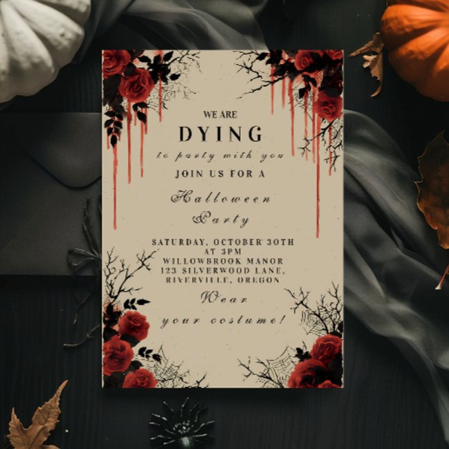 Invitation Bloody Gothic Rose Halloween Party (Créateur téléchargé)