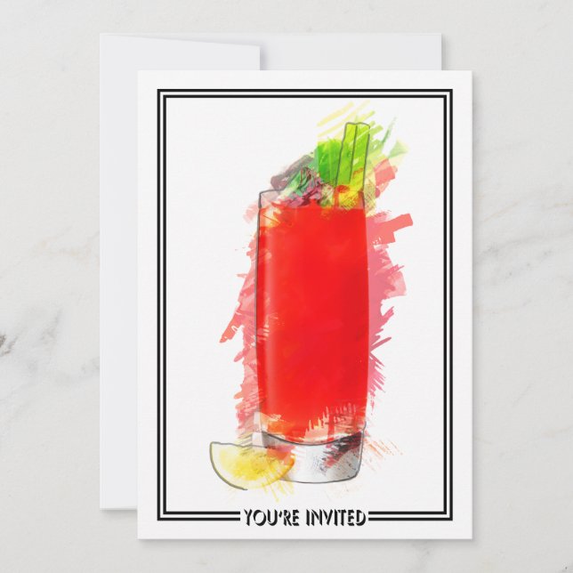 Invitation Bloody Mary Cocktail Marker Croquis Vous êtes invi (Devant)