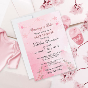 Invitation Blooming in Bliss rose Blossom Baby shower fille
