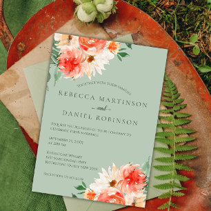 Invitation Blooms botaniques sur le Mariage vert Sage
