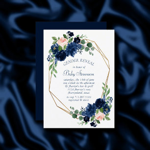 Invitation Blooms Chics Marine et Blush Rose Genre Reveale