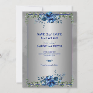 Invitation Blooms Or Vert Et Métallique : Enregistrer La Date