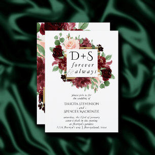 Invitation Blooms rustiques   Terracotta Marsala Photo Monogr