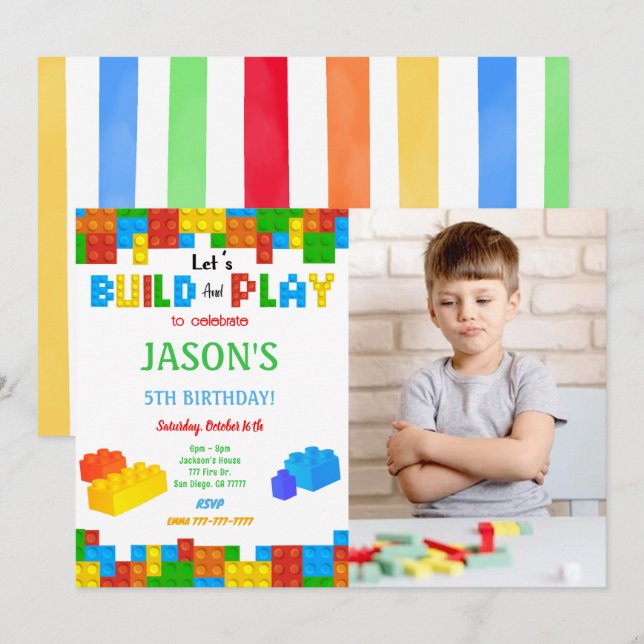 Invitation Bloquer l'invitation de photo (Devant / Derrière)