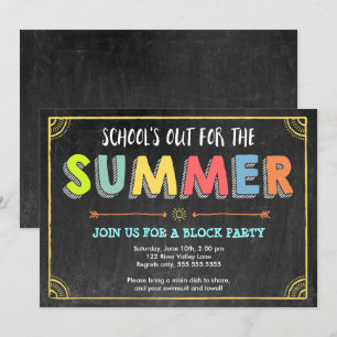 Invitation Bloquer l'invitation d'été de la fête-l'école est