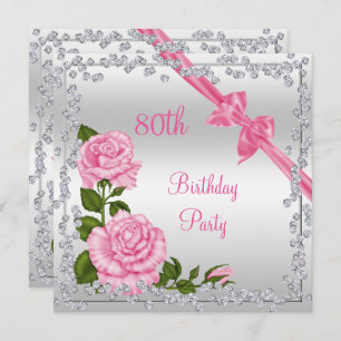 Invitation Blossom Bows & Diamonds 80e anniversaire double fa