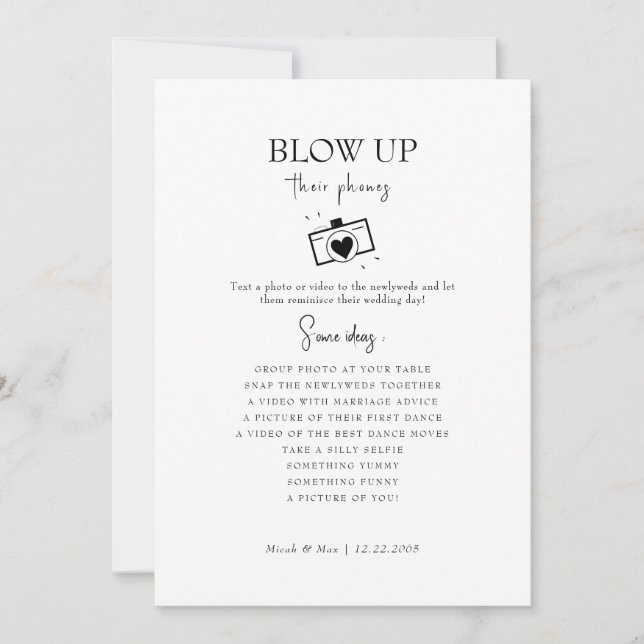 Invitation Blow Up Leurs Téléphones Mariage Réception Idées D (Devant)