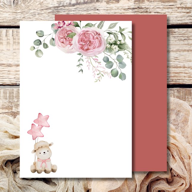 Invitation Blu Ajouter Votre Propre Agneau Doux Roses Rose (Créateur téléchargé)