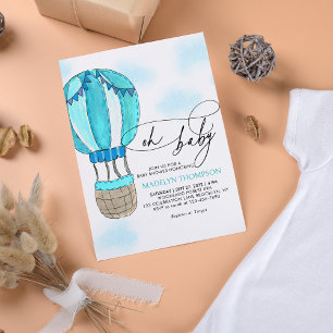Invitation Blue Air Ballographie Oh Baby shower