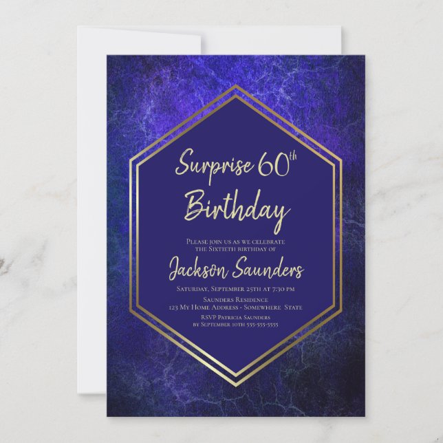 Invitation Blue and Gold Surprise 60e anniversaire (Devant)