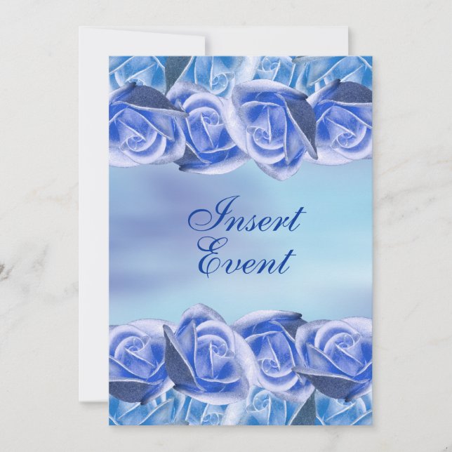 Invitation Blue aqua mariage élégant rose (Devant)