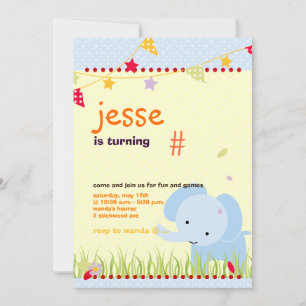 Invitation Blue Baby Elephant Parti Personnalisé