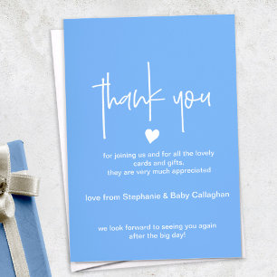 Invitation Blue baby shower thank you card with tiny heart