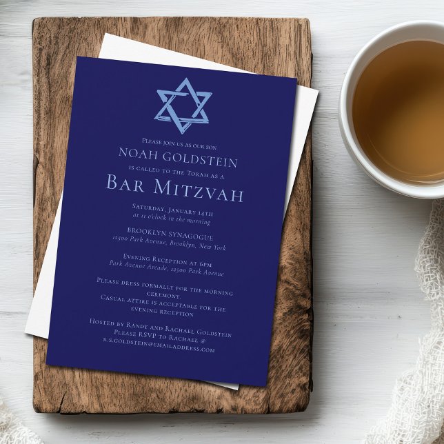 Invitation Blue Bar Mitzvah Star artistique de David Party (Créateur téléchargé)