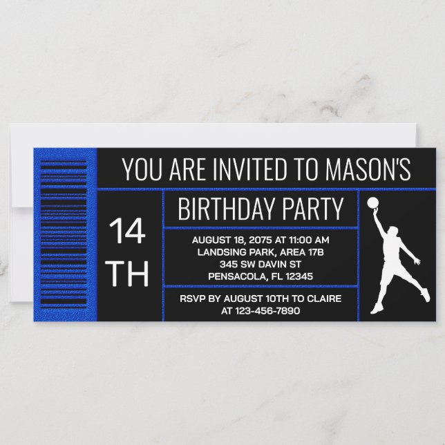 Invitation Blue Basketball Anniversaire Fête de chaussures Ét (Devant)
