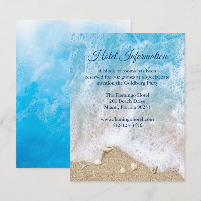 Invitation Blue Beach Waves Bat mitzvah Information de l'hôte (Devant / Derrière)