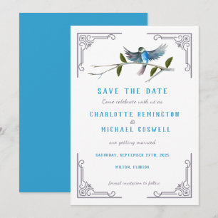 Invitation Blue Bird of Happiness Wedding Enregistrer la cart