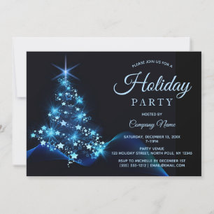 Invitation Blue Black Tree 2 Corporate Holiday Party