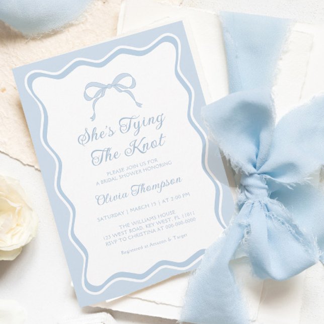 Invitation Blue Bow Elle noue la Fête des mariées de noeud (Créateur téléchargé)