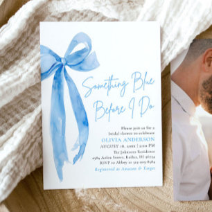 Invitation Blue Bow quelque chose de bleu avant de faire Fête