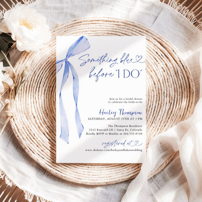 Invitation Blue Bow Quelque chose de bleu avant que je fasse  (Créateur téléchargé)