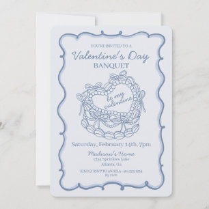 Invitation Blue Bow Retro Coquette Coquette gâteau Valentine