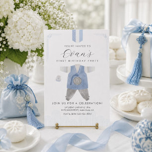 Invitation Blue Boy Hanbok Doljanchi premier anniversaire