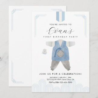 Invitation Blue Boy Hanbok Doljanchi premier anniversaire