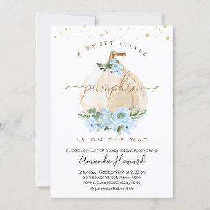 Invitation Blue Boys Little Citrouille Floral Baby shower