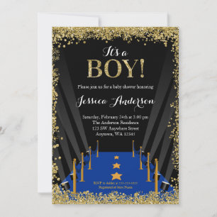 Invitation Blue Carpet Hollywood Faux Parties scintillant Bab