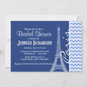 Invitation Blue Chevron ; Paris
