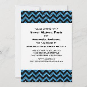 Invitation Blue Chevron Parties scintillant Sweet 16 Invitati