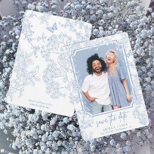 Invitation Blue Chinoiserie Toile Mariage Enregistrer Date Ph